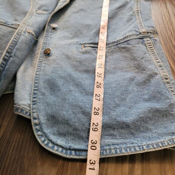Lizwear Vintage Blazer 8 Blue Denim 100% Coton Long Sleeves Pockets 2-Button - Picture 7 of 7